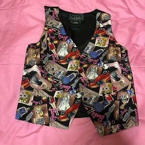 Vintage Nicole Miller Silk Barbie Vest